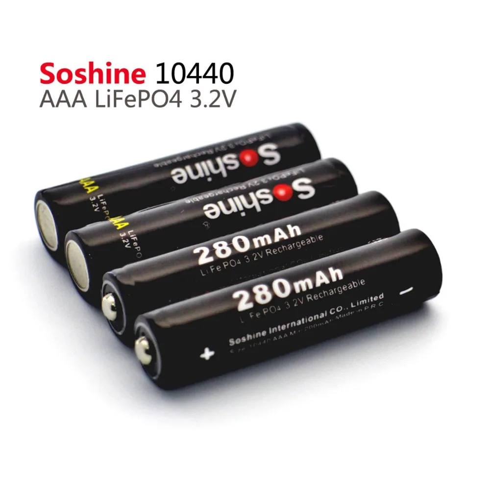 

Original Soshine AAA 10440 LiFePo battery 3.2V 280mAh Rechargeable batteries with Battery Box. 4pcs/lot free shipping