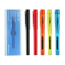 KACO SKY II Fountain Pen Transparent Coloful Ink Pens with Visible Box Fine Nib 0.5mm Gift Set Office Business School Supplies nice silver clip black yellow green fine nib fountain pen retro business gift office writing ink pens with an original gift box