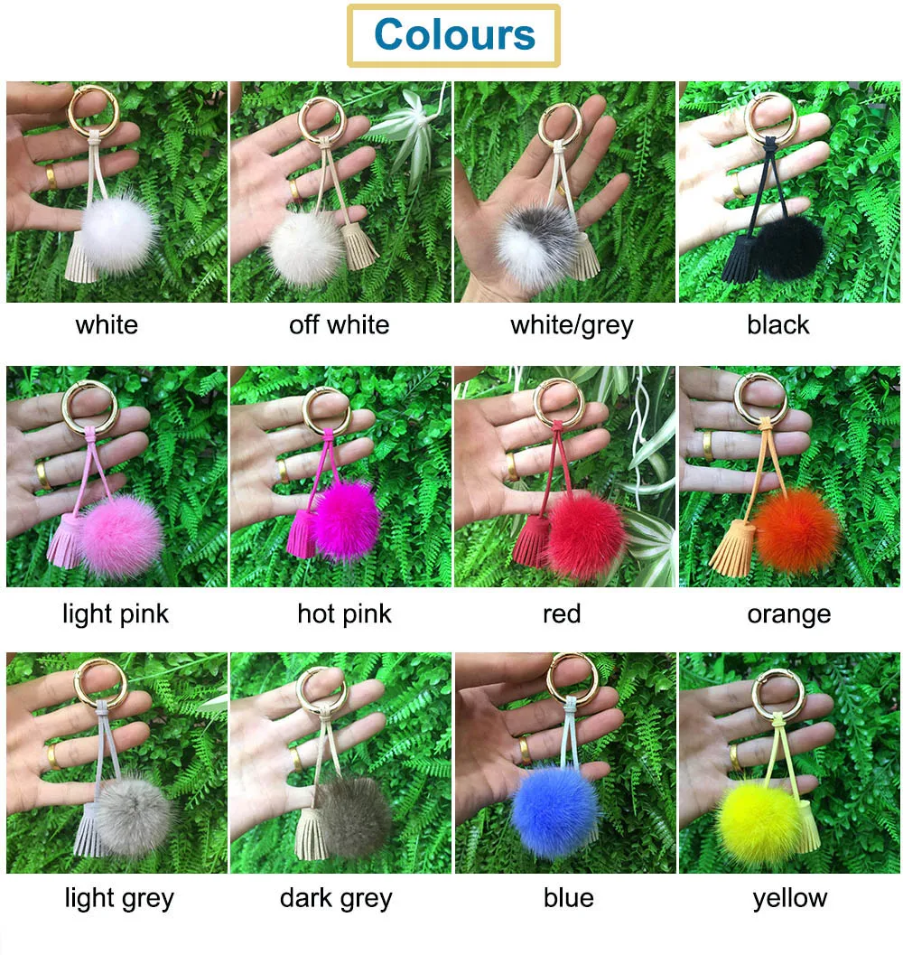 mink fur pompom tassle colors