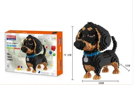 Мультяшная собака мини балодия такса Модель Блок кирпичная игрушка для детей 16014