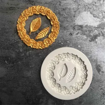 

1PCS 8.5x8.5cm DIY Two Leaves Mold Frame Wreath Silicone Mold Cake Decorating Tools