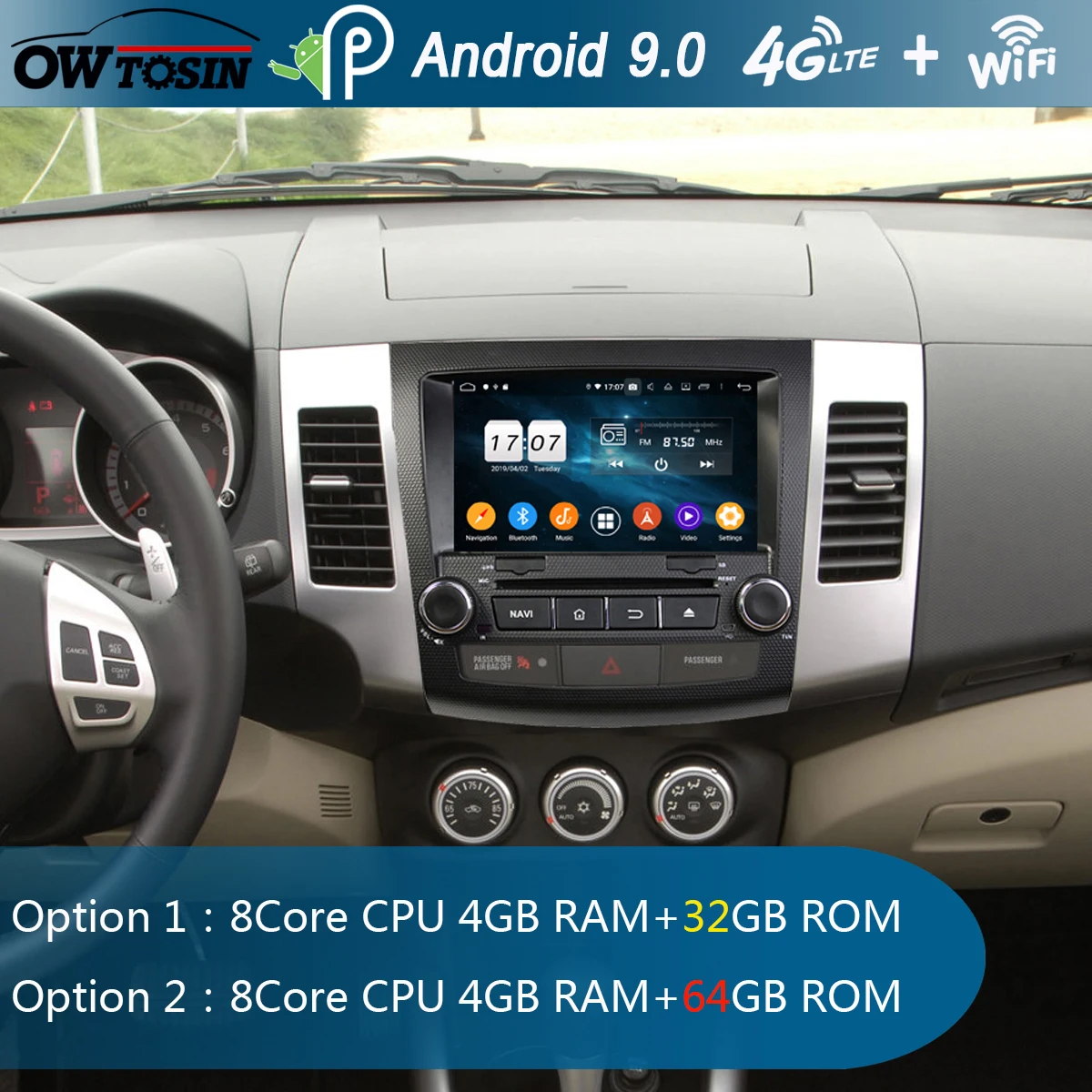 Автомобильный DVD проигрыватель 8 дюймов IPS ядер 4 Гб ОЗУ + 64 ПЗУ Android 9 0 GPS навигатор