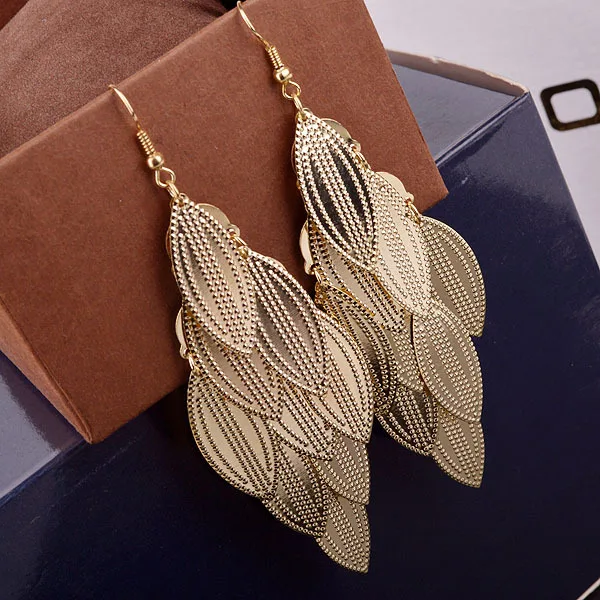 multi layered leaf lady's Earring retro earringsDrop Earrings