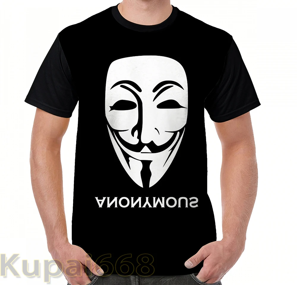Забавная футболка с графическим принтом мужские топы футболки ANONYMOUS [white] женская