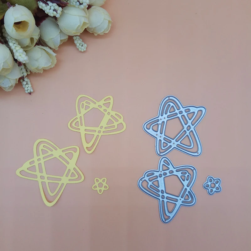 

Three 3 Five point Star Cutting Dies punch cutter Scrapbooking Dies Metal Embossing Stamps and die for Card Making DIY