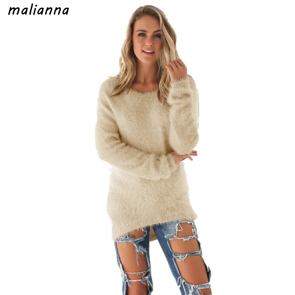 malianna Autumn Winter Women Long Sleeve O-Neck Knitted Sweaters Female Solid Color Pullover Basic Casual Streetwear Clothes | Женская