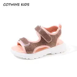 CCTWINS/детская обувь 2019 г. летняя модная обувь для девочек со стразами сандалии для вечеринок детская пляжная обувь на плоской подошве для