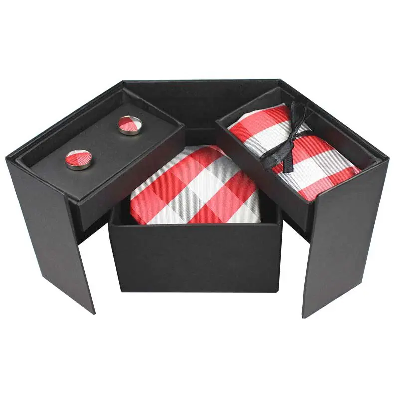 

GUSLESON Tie Set Hanky Cufflinks With Gift Box Jacquard Woven Quality Neckties Set For Men Wedding Party Lots of accessories