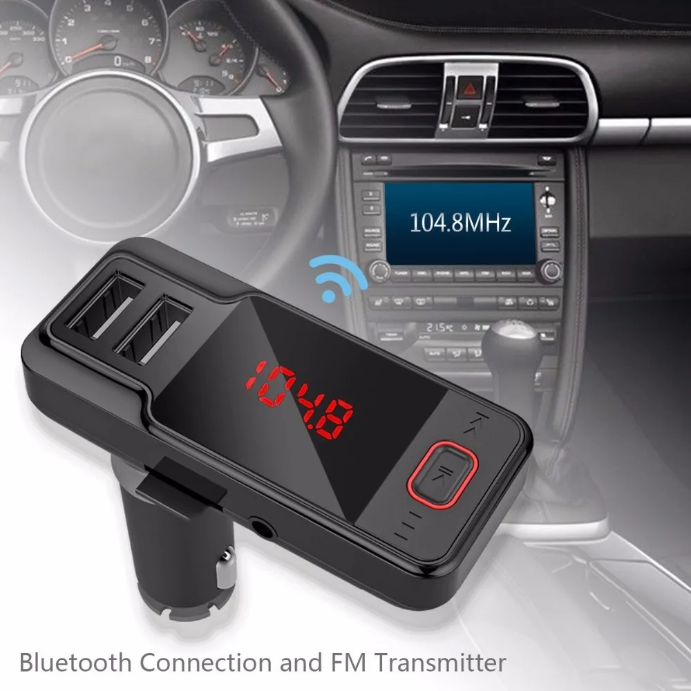 Bluetooth Handsfree автомобильный fm-передатчик MP3 музыкальный плеер двойной USB зарядное устройство AUX 3,5 мм аудио вход Поддержка TF карта U диск воспроизведение музыки