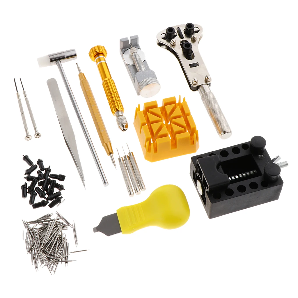 140 Pieces Watch Repair Tool Kit Battery Back Case Opener Spring Pin Remover