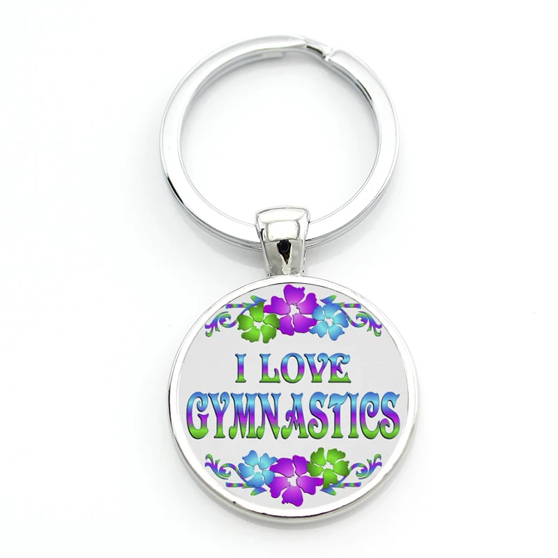 JWEIJIAO Customized charms Gymnastics key chain ring holder vintage novelty sports silhouette
