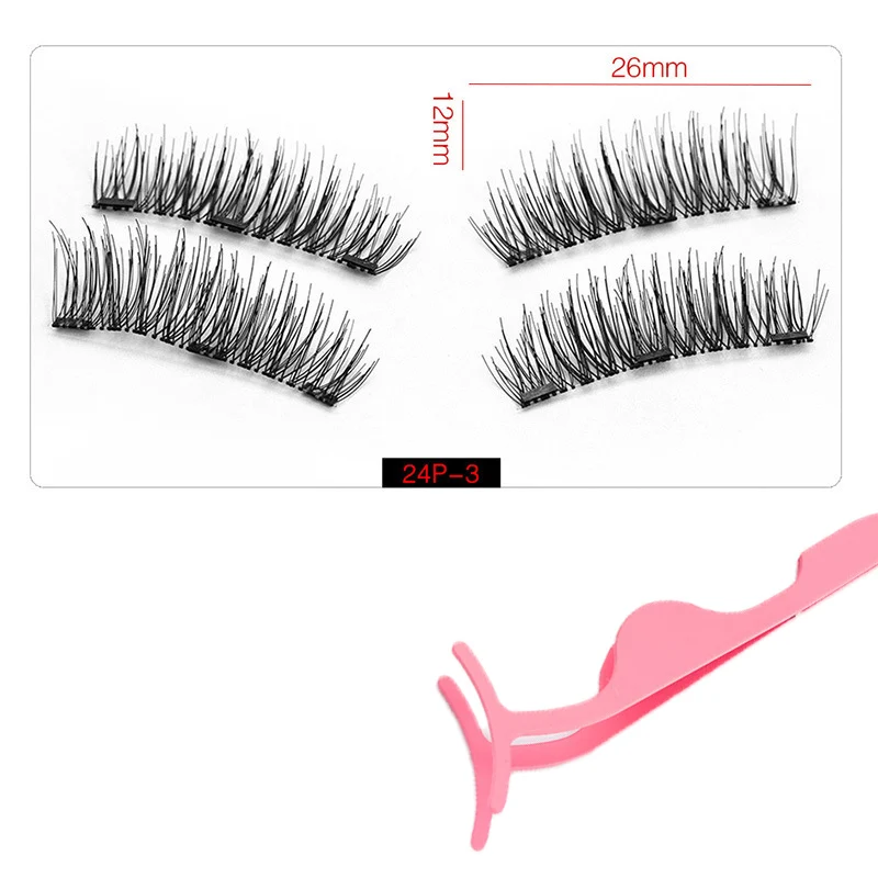 

Magnetic Eyelashes With 3 Magnets 3D Magnetic Lashes Natural False Eyelashes Handmade Magnet Fake Eyelashes With Gift Box-24P-3