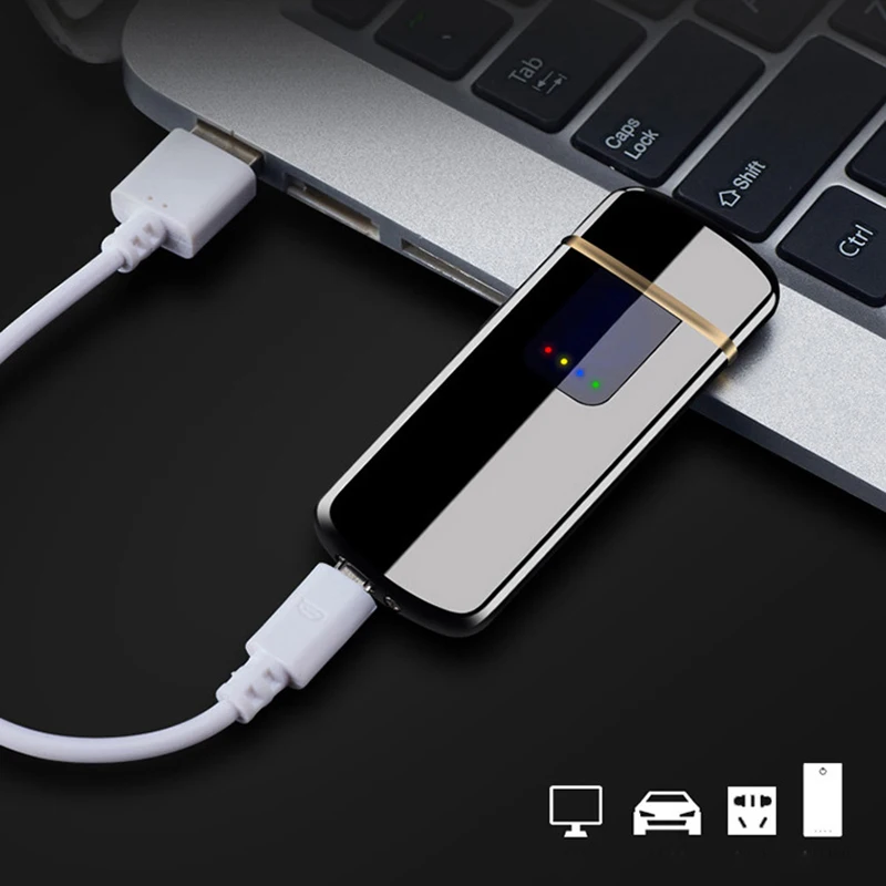 Сенсорный экран usb зарядка Электронная зажигалка ветрозащитный тонкий Meatl Электрический нагревательный провод электрическая зажигалка для сигарет плазма