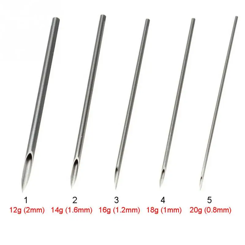 10pcs Disposable Sterile Body Piercing Needles Medical Tattoo Piercing Needles For Navel Nipple Ear Nose Lip 12g/14g/16g/18g/20g