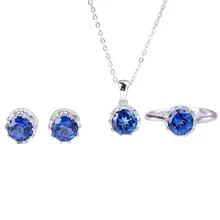 gemstone jewellery factory wholesale new fashion simple design 925 sterling silver natural crystal blue topaz jewelry set women