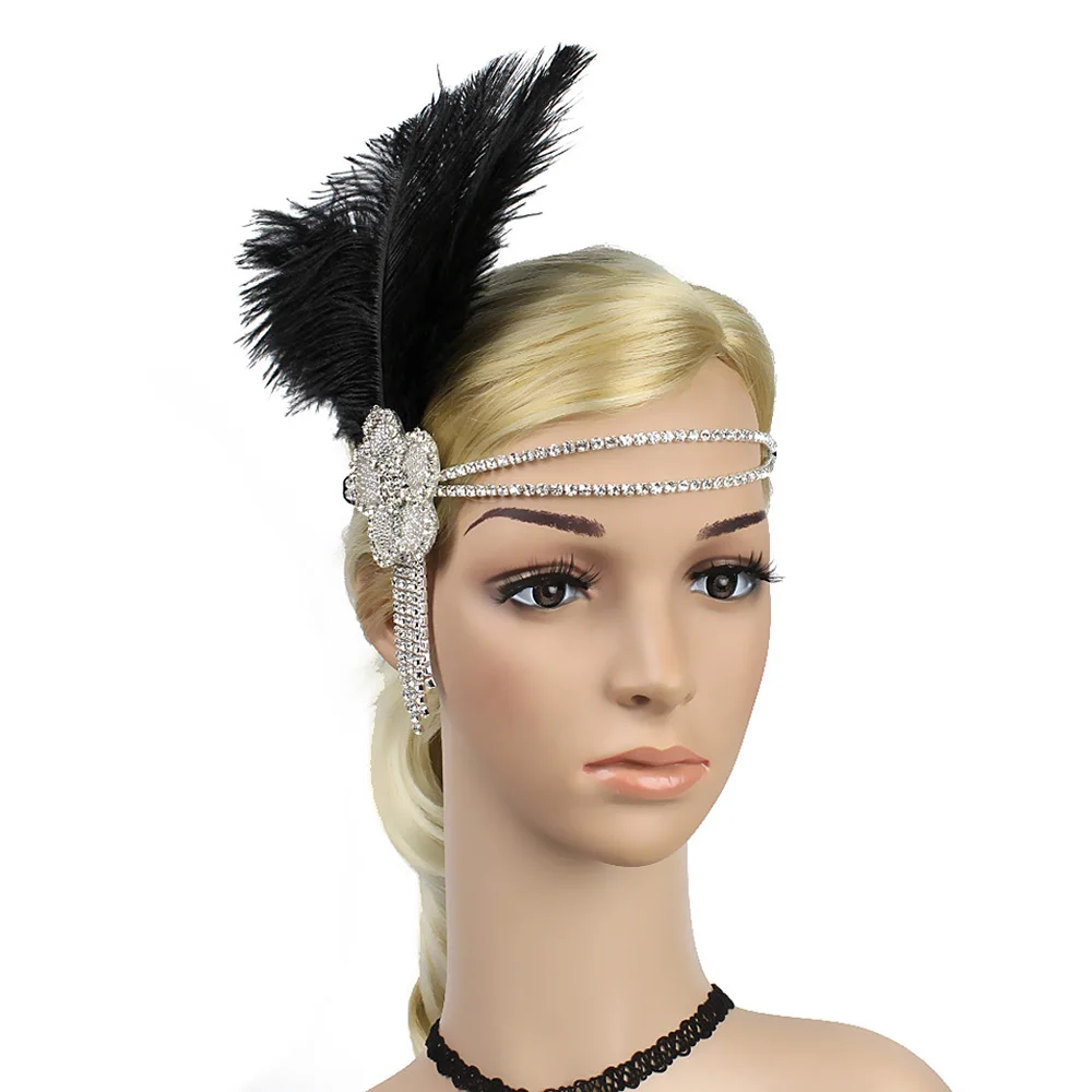 Great Gatsby Flapper головная повязка Элегантный Кристалл горный хрусталь цветок