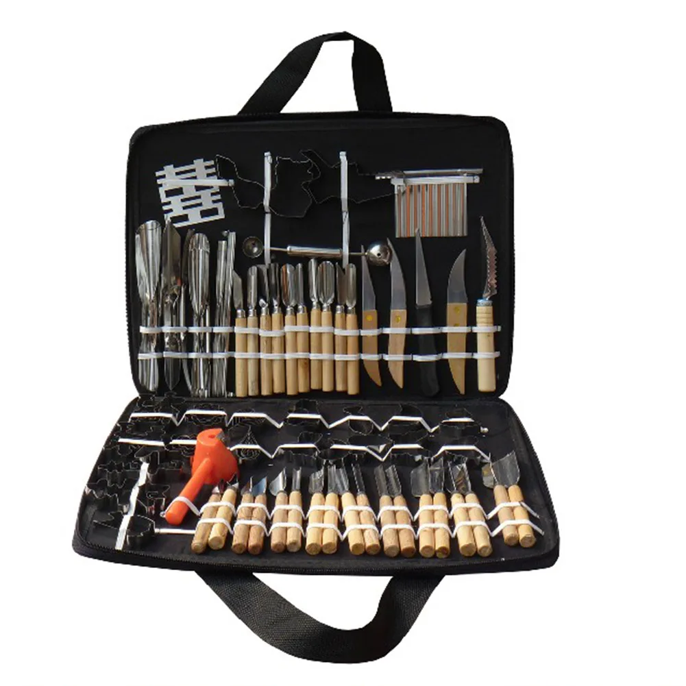 Practical 80Pcs Vegetable Fruit Carving Chisel Stainless steel Shipping Tools Kit With Bag For Practice Family