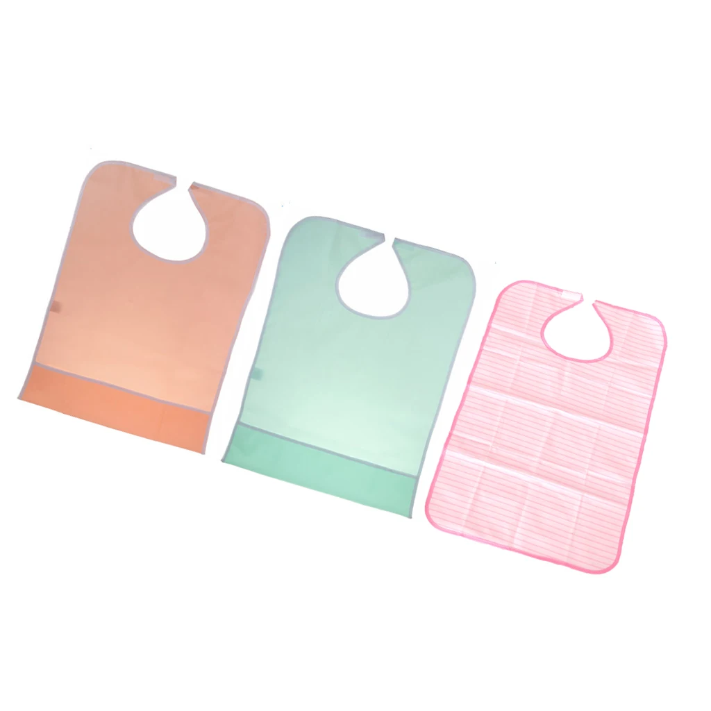 3pcs Waterproof Crumb Catcher Bib Meals Eating Protector Disability Patient Aid Apron for Feeding