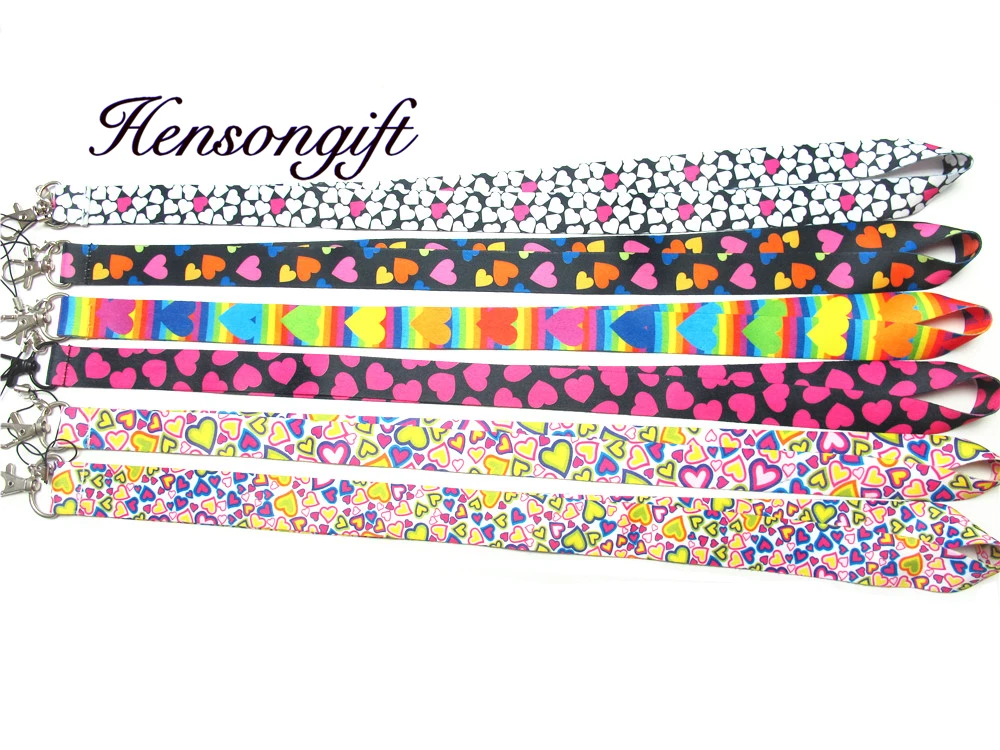 Hensongift الفتيات قلوب مفتاح الحبل ID شارة حاملي القلب الهاتف المحمول الرقبة الأشرطة Hensongift الفتيات قلوب مفتاح الحبل ID شارة حاملي القلب الهاتف المحمول الرقبة الأشرطة
