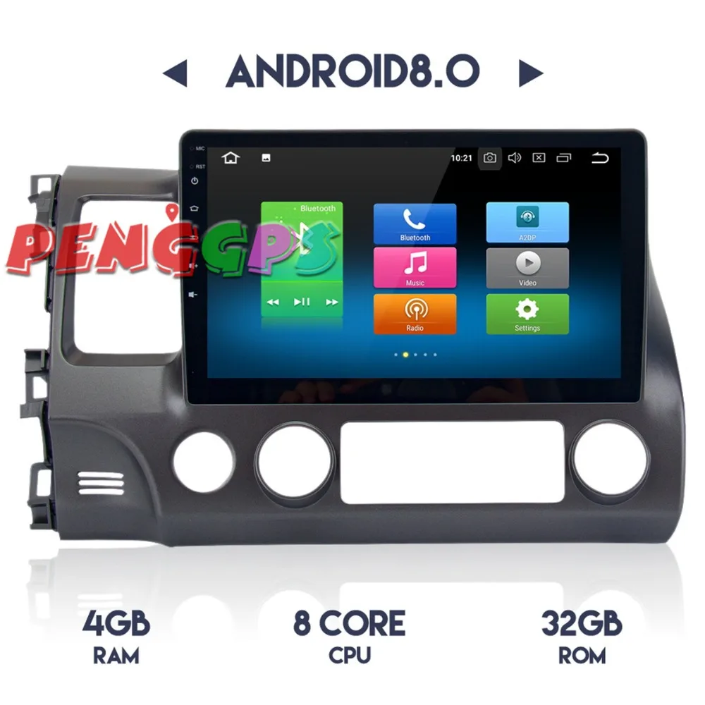 Best 10.2 inch Android 7.1 8.0 Car Radio GPS Navigation Headunit for Honda Civic Sedan 2007-2011 Multimedia no Car DVD Player Stereo 1