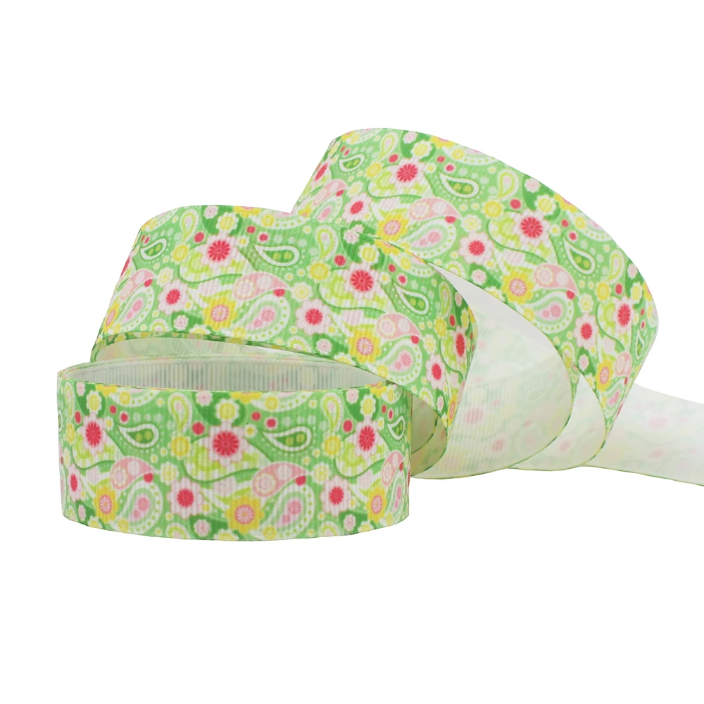 

[IuBuFiGo] 10 yard 7/8" 22mm Bohemia Printed Grosgrain Ribbon Paisley flowers ribbons DIY bowhair handmade materials 1164