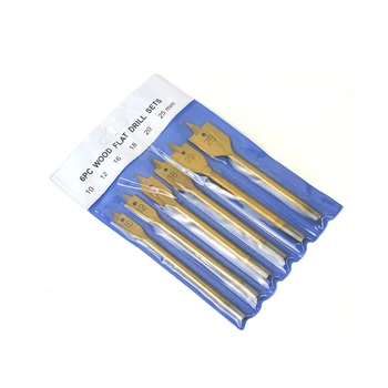 

Titanium-plated three-point woodworking flat drill Hexagonal handle woodworking hole opener set 6PC wood hole puncher