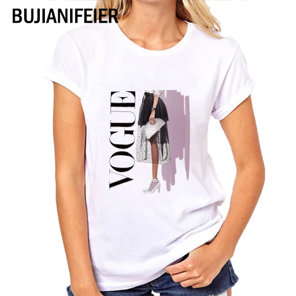 

BJN141 NEW 2019 SUMMER girl t shirts VOGUE print white summer dress Short Sleeve T-shirts Princess BUJIANIFEIER