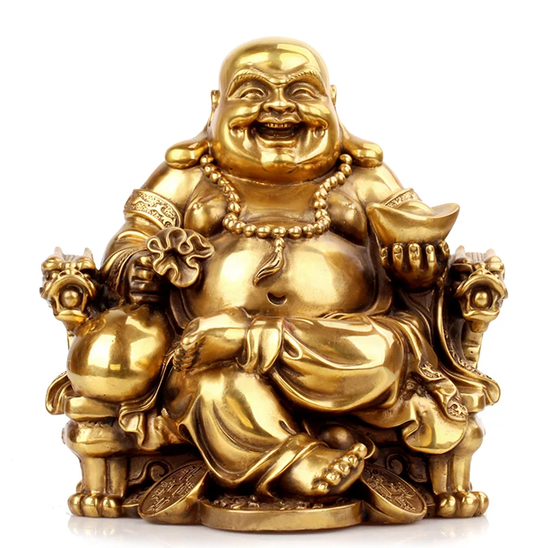 Feng Shui Home Decoration Chinese Buddhism Brass Maitreya Buddha Money