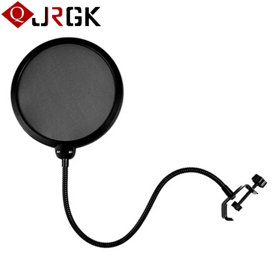 

JRGK Studio Microphone Pop Filter Singing Windscreen Shield Pod Cast Dual Double Layer Mask Anti Mic Metal Studio Pop Filter