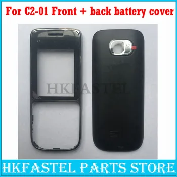 

HKFASTEL New high quality For Nokia c2-01 Mobile Phone Front Housing Back battery door Cover For C2-01 C2 Replacement face case