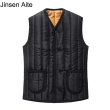 Jinsen Aite Лидер продаж, мужской жилет размера плюс 4XL, Осень-зима, с хлопковой подкладкой, мужские жилеты, толстая теплая шерстяная линия, уличная жилетка JS403