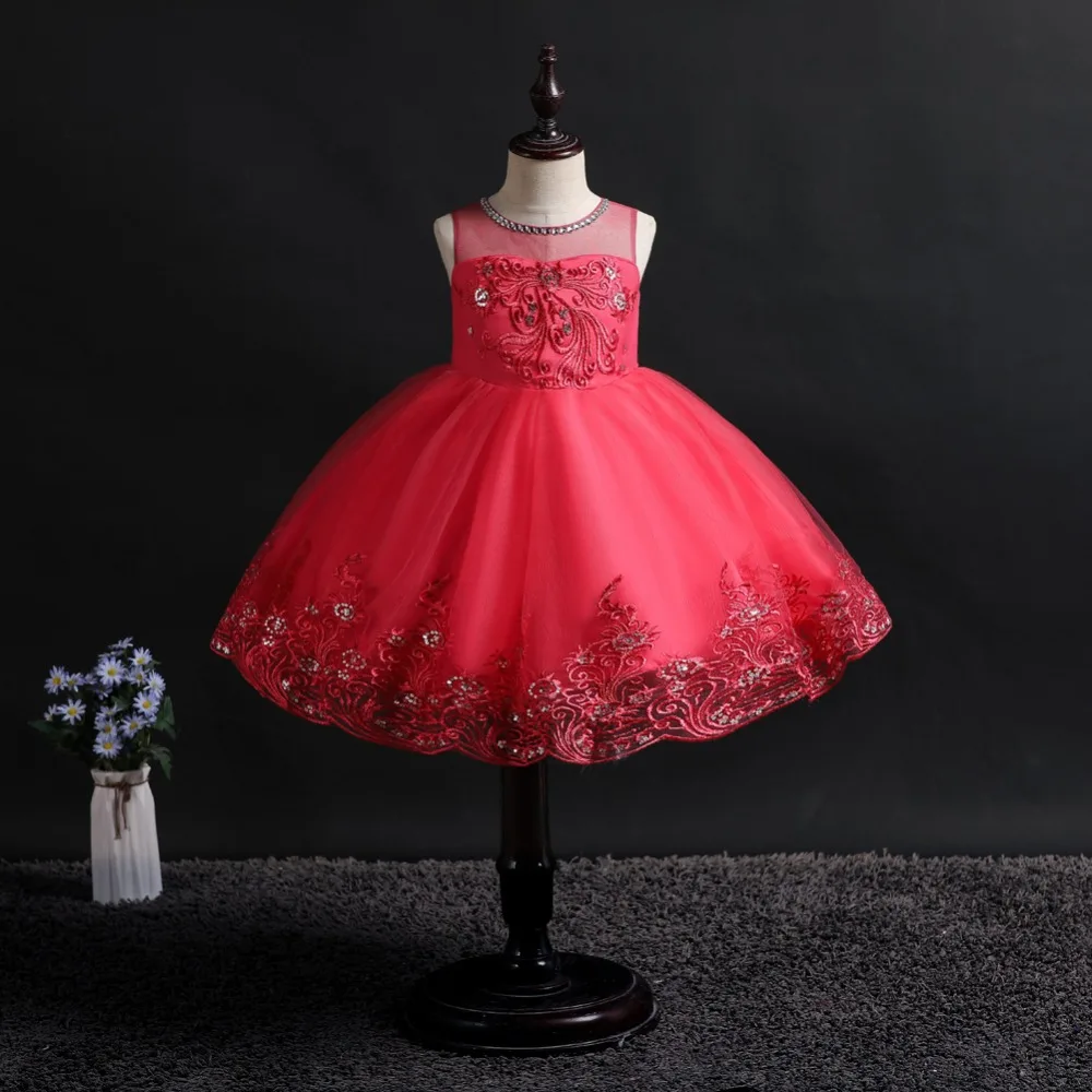 Cute Flower Baby Girl Dresses 2019 Tule Princess Dress Children Evening Clothing Sequins Kids Prom Gown For Girls Wedding Party (7)