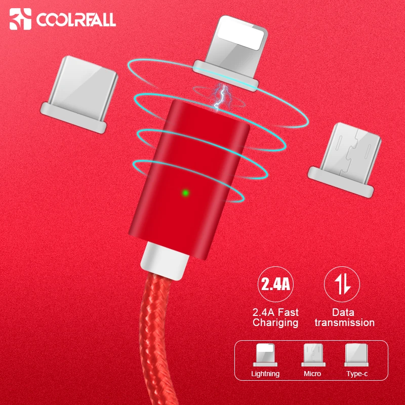 

Coolreall Magnetic USB Cable Magnet for iPhone lightning Micro Type C USB Phone Cable Fast charging USB Fast data transmission