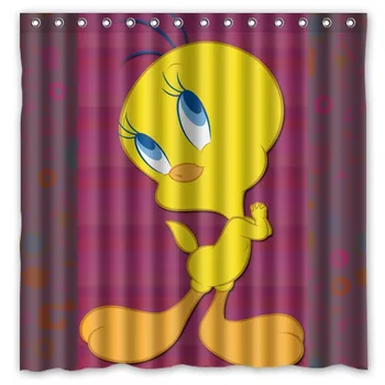 

Eco-friendly Polyester Fabric 180*180cm Modern Design Tweety Bird Print Waterproof Bathroom Shower Curtain