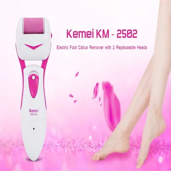 

Kemei New 7 in 1 Portable razor Lady Foot Callus Remover with 2 Replaceable Heads Dead Skin Care Tool with EU Plug