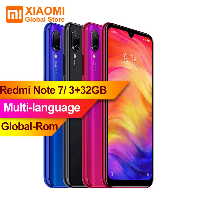 

XIAOMI Redmi Note 7 3GB 32GB Smartphone S660 Octa Core 4000mAh 6.3" FHD+ Dot Drop Display 48MP+13MP Camera Mobile Phone