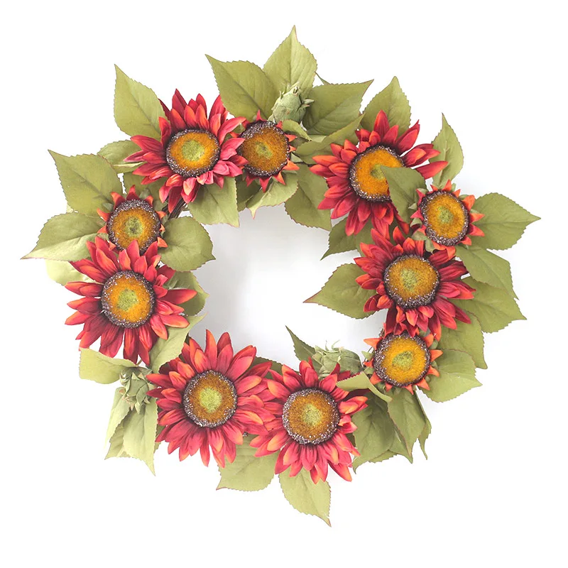 45cm Simulation sunflower wreath home door wall decoration fake flower festival party DIY decoration photography props