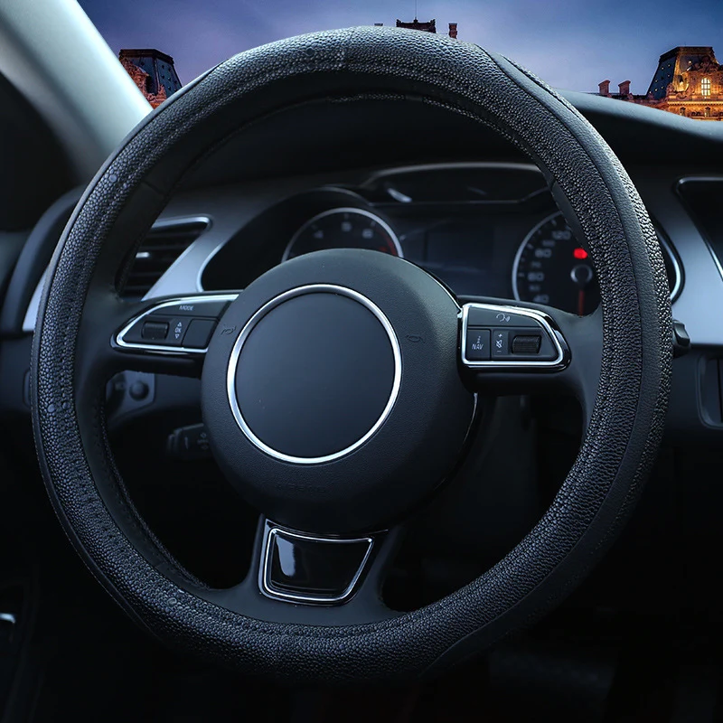 Two-Tone Sport Car Steering Wheel Cover Fuber Leather Steering Covers Four Season Auto Supplier Car Steering Wheel Cases Black Two-Tone Sport Car Steering Wheel Cover Fuber Leather Steering Covers Four Season Auto Supplier Car Steering Wheel Cases Black