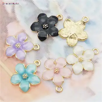 

GraceAngie 10-20pcs Alloy Colorful Flower Shape Pendant Enamel Necklace Bracelet Charms Mixed DIY Accessories Jewelry Findings