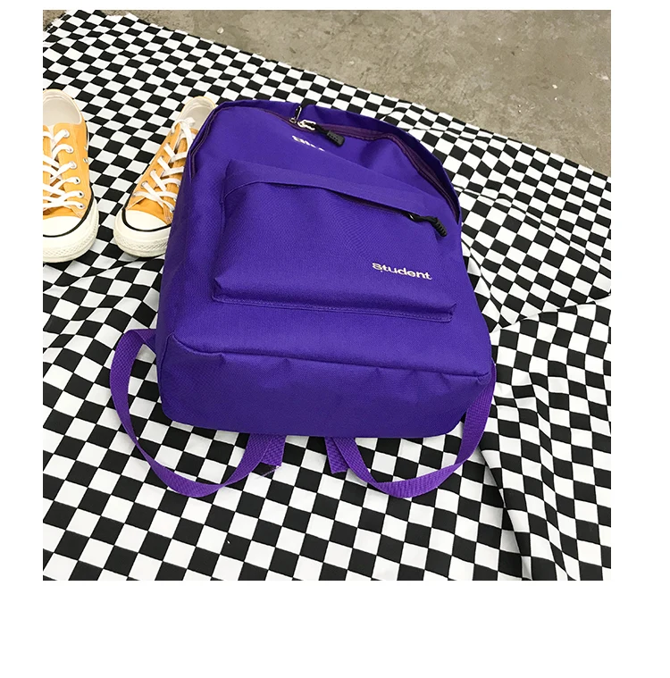 Корейский Ulzzang Повседневный стиль легкие школьные сумки Mori Girl с буквенным рисунком холщовый фиолетовый рюкзак черный рюкзак для путешествий
