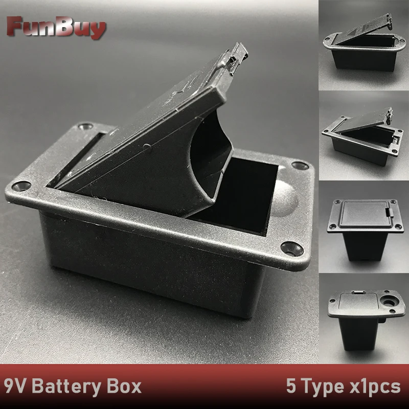 

9V Guitar Pickup Battery Holder Case Box Cover for Guitar Bass Active Pickup Black Drop Shipping