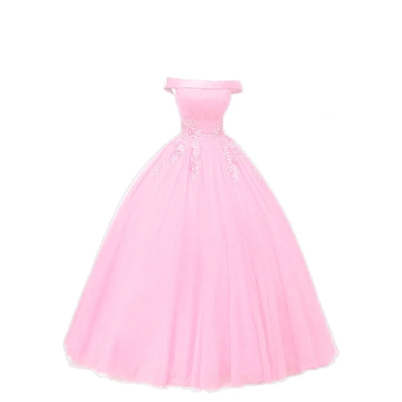Горячая Распродажа, красные Бальные платья, кружевное бальное платье с аппликацией из бисера, длинное платье для выпускного вечера, милое платье 16 для 15 лет размера плюс - Цвет: Розовый