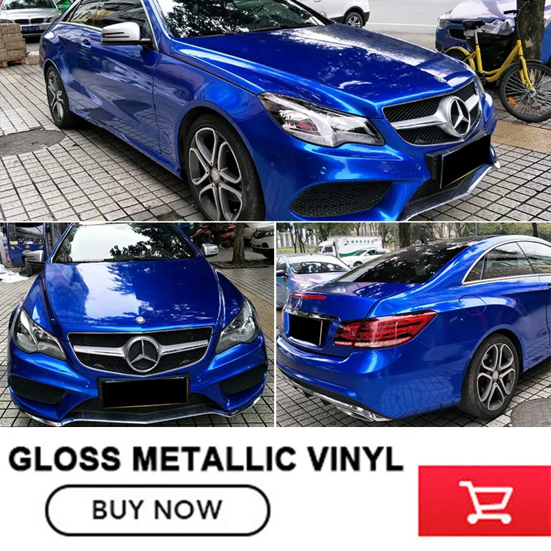 

Wrapping Film Car Wrap Gloss Bright Blue Metallic Glossy Glitter Metallic Car Wrap Vinyl 1.52M*20M/roll