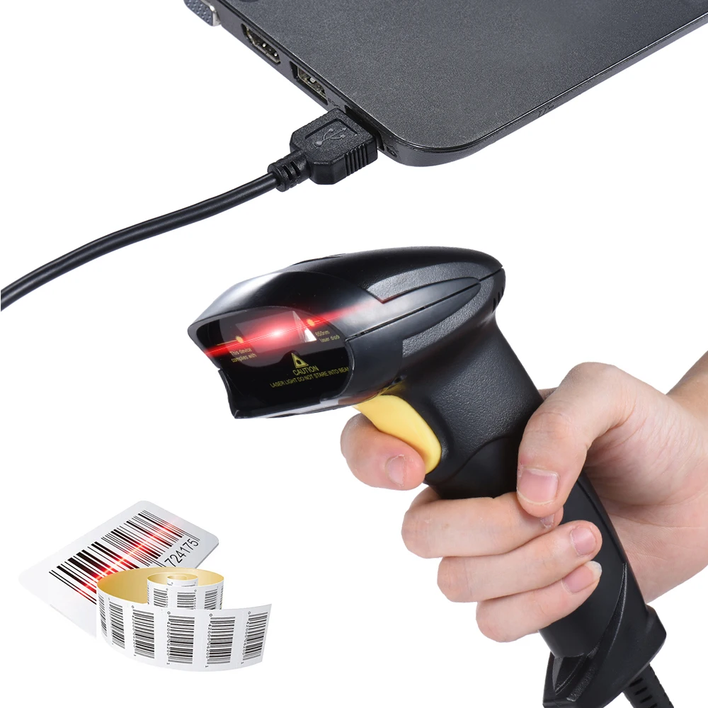 

POS Barcode Scanner 1D USB Handheld laser barcode reader portable scanner USB wired reader 1D Bar Code Scan for POS System