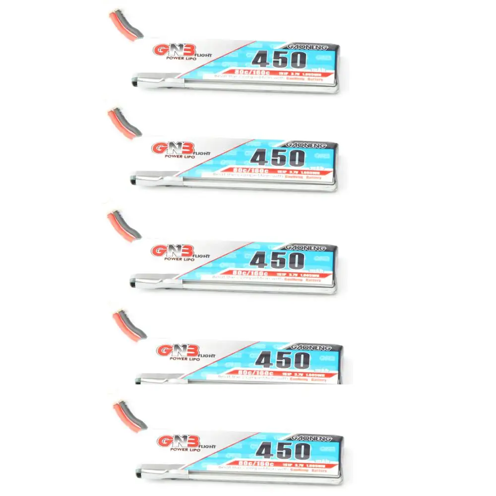 

LeadingStar Gaoneng GNB LiPo Battery 450mAh 80/160C 1S 3.7V with PH2.0/51005 White Plug Battey for RC FPV Racing Drone