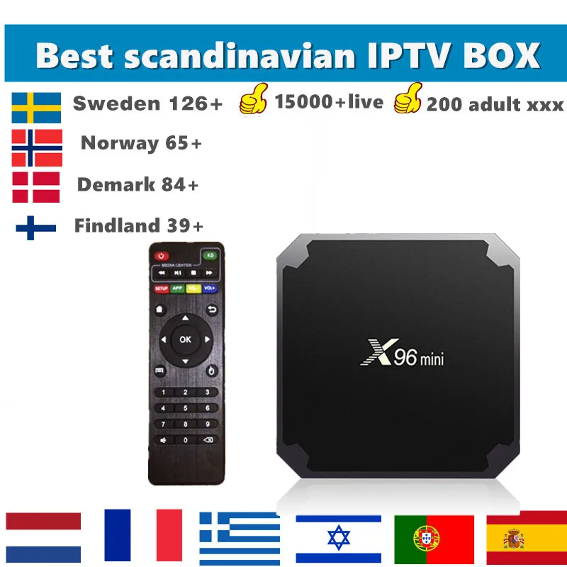 Швеция IP tv box X96 Мини android tv box 7,1+ IP tv скандинавские Isarel nerland Бельгия Испания Португалия M3U взрослый xxx smart tv box