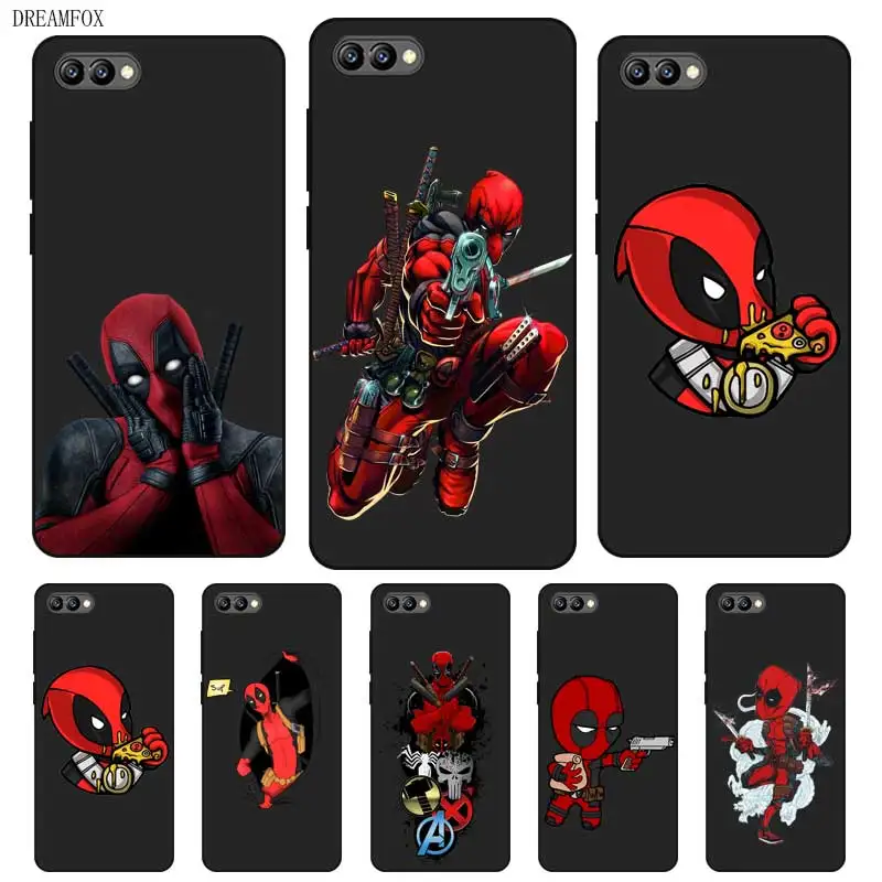 Роскошный Черный силиконовый чехол P037 Deadpool для huawei Honor 6A 6C 6X 7C 7X8 Lite Pro |