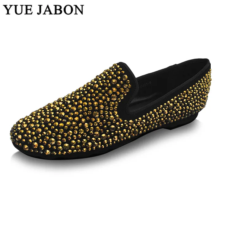 

Gold Black Strass Loafers Men Moccasins Crystals Suede Dress Shoes Flats Slippers Casual Shoes Mix Rhinestones men casual shoes