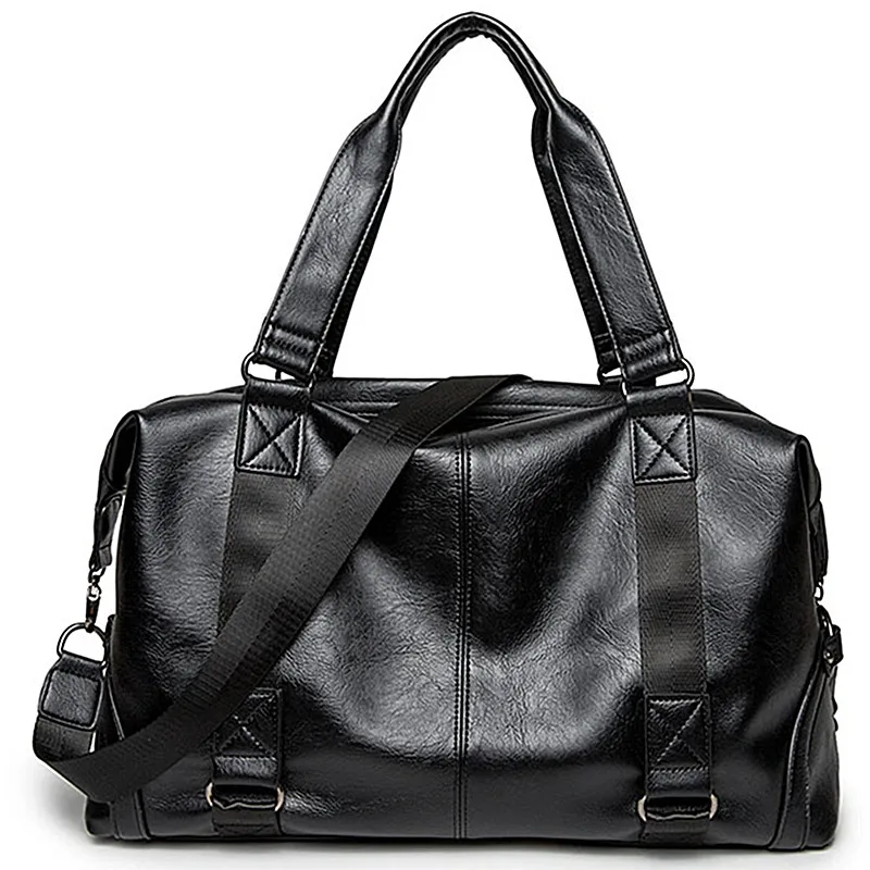 Men Leather Travel Bag Fashion Vintage Duffle Handbags Large Men