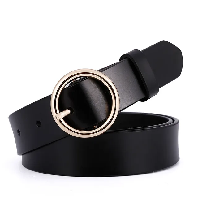 New Design Fashion Women's Belts Genuine Leather Brand Straps Female Waistband gold Pin Buckle belt student Jeans cowskin lady black color